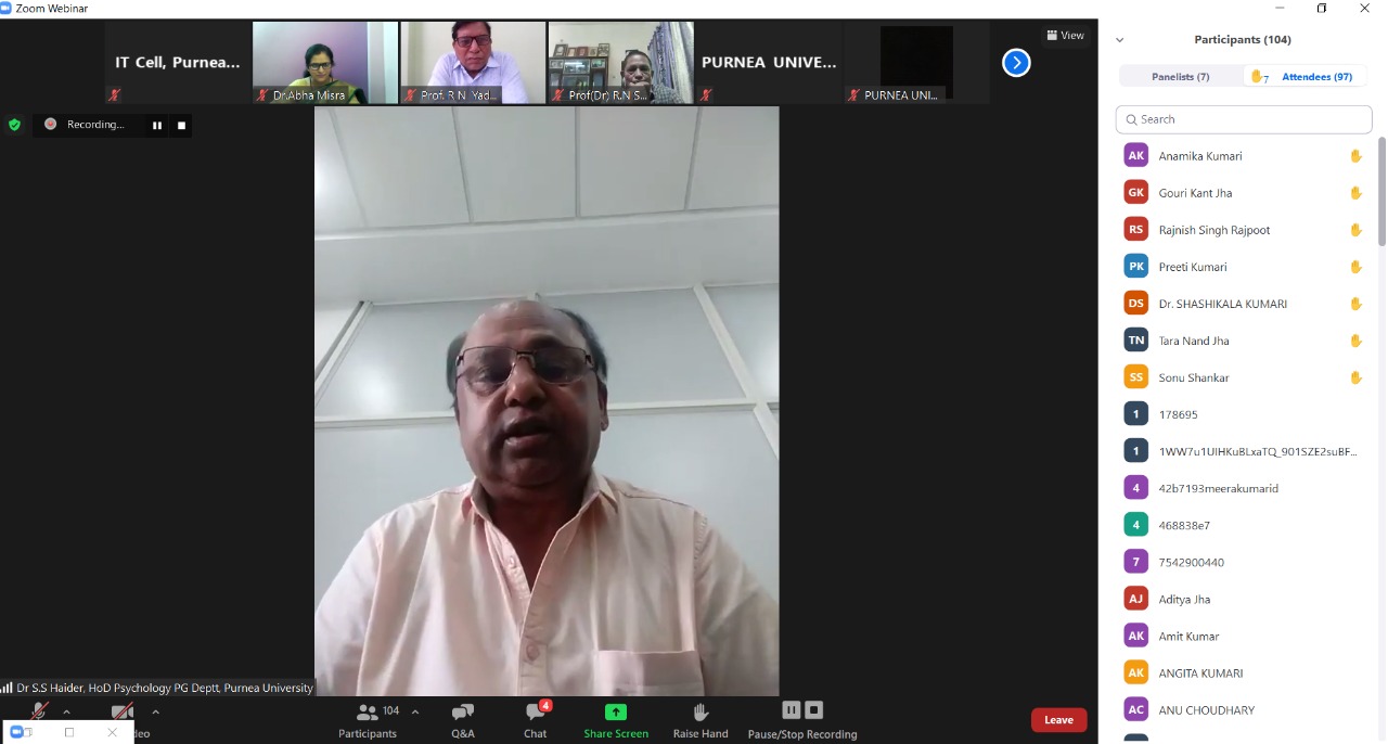 National Webinar on "Need and Process of Psychological Counselling For Well Being of People During Covid-19 Pandemic"